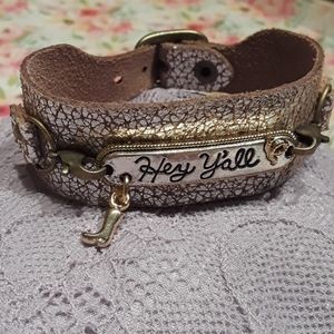 Hey Y'all Southern/Texas Boot Leather Bracelet